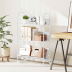 HOMCOM Modern 3-Tier Book Cart with Swivel Wheels for Books and Magazines, 69x26x108 cm, White