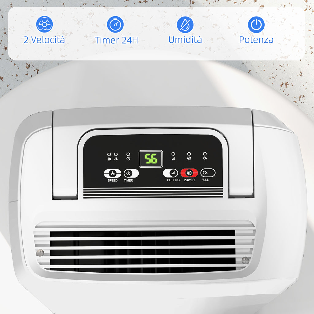 12L Portable Touch Dehumidifier with Drain Hose, Timer and Filter, in ABS, 28x18x50.6 cm, White