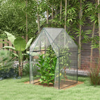 Outsunny Mini Garden Greenhouse with 2 Roll-Up Doors and PE Cover 90x90x145cm, Transparent - Borgè