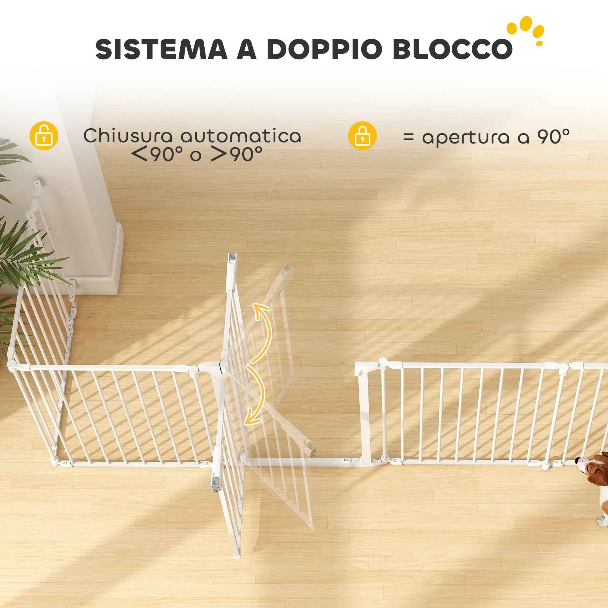 PawHut 8-Panel Modular Dog Playpen with Automatic Closure, Made of Steel and ABS, 61x3x75 cm, White