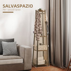 Coat Rack with 8 Hooks, 3 Shelves and Top Shelf, 34x34x170 cm, Brown