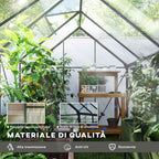 Outsunny Polycarbonate and Aluminum Greenhouse with Opening Window and Sliding Door, 190x253x199 cm, Dark Gray