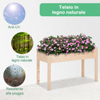 Outsunny Raised Vegetable Garden Bed, Hanging Urban Vegetable Garden Planter Table with Fabric Cover for Garden, 122.5x56.5x76cm, Wood