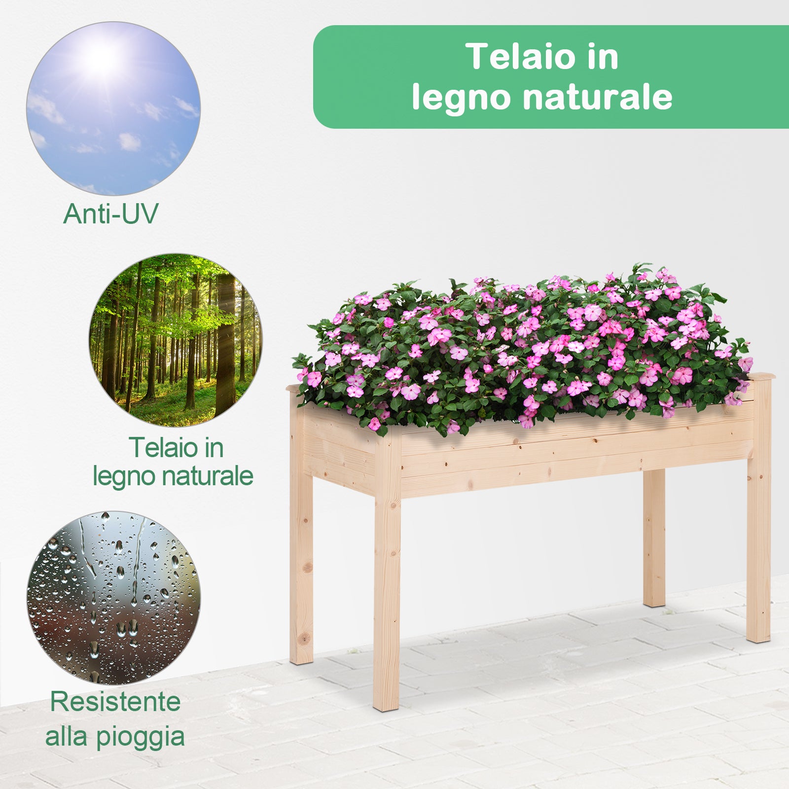Outsunny Raised Vegetable Garden Bed, Hanging Urban Vegetable Garden Planter Table with Fabric Cover for Garden, 122.5x56.5x76cm, Wood