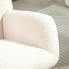 Teddy Velvet Rocking Chair, Metal and Wood for Bedroom and Living Room, 70x94x100 cm, Cream White