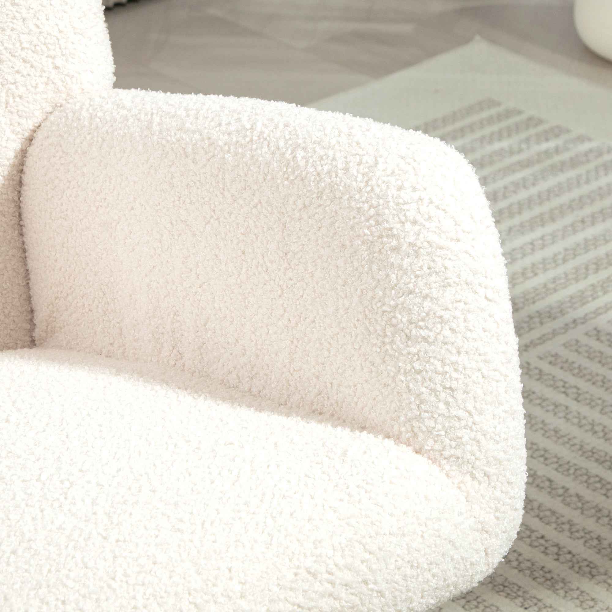 Teddy Velvet Rocking Chair, Metal and Wood for Bedroom and Living Room, 70x94x100 cm, Cream White
