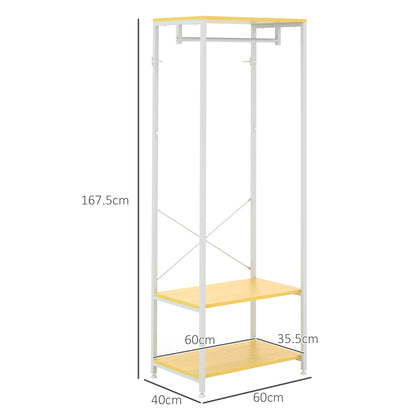 HOMCOM 2 in 1 Clothes Hanger with 2 Level Shelf, in Steel and Chipboard, 60x40x167.5 cm