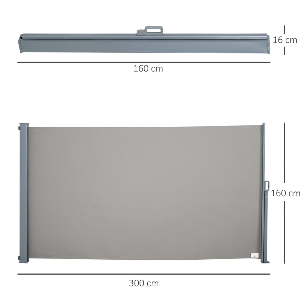 3x1.6m Aluminum and Waterproof Anti-UV Polyester Side and Roll-Up Awning for Wind/Privacy
