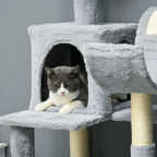 Pawhut for cats with hammocks, cot and 2 houses, in chipboard and plush, 55x49x177 cm, gray and white - Borgè