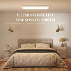 HOMCOM Set of 2 Slim and Minimal LED Ceiling Lights with Adjustable Color, in Steel and Plastic, 60x30x3.7 cm, White