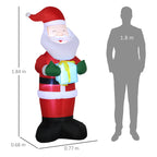 Inflatable Santa Claus with Gift, 3 LED Lights and Inflator Included, 77x68x184cm