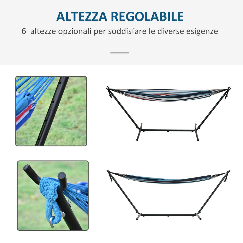 Outsunny Freestanding Hammock with Stand, Adjustable Height and Carrying Bag, 310x117x105 cm, White