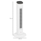 HOMCOM Column Fan with Remote Control and 3 Speeds, 15 Hour Timer, Oscillation and Night Mode, White - Borgè