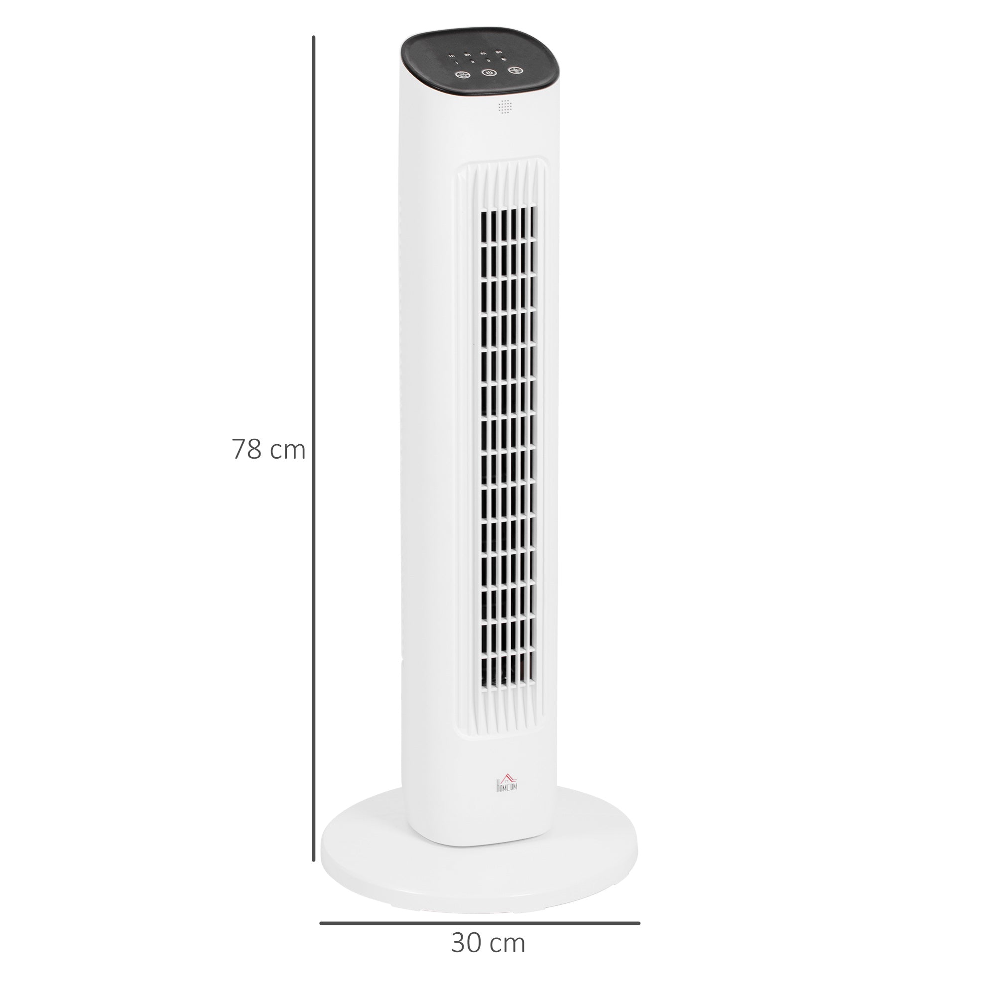 HOMCOM Column Fan with Remote Control and 3 Speeds, 15 Hour Timer, Oscillation and Night Mode, White - Borgè