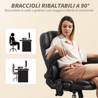 4-Point Massage Office Chair with Heater and Flip-Up Armrests, Black