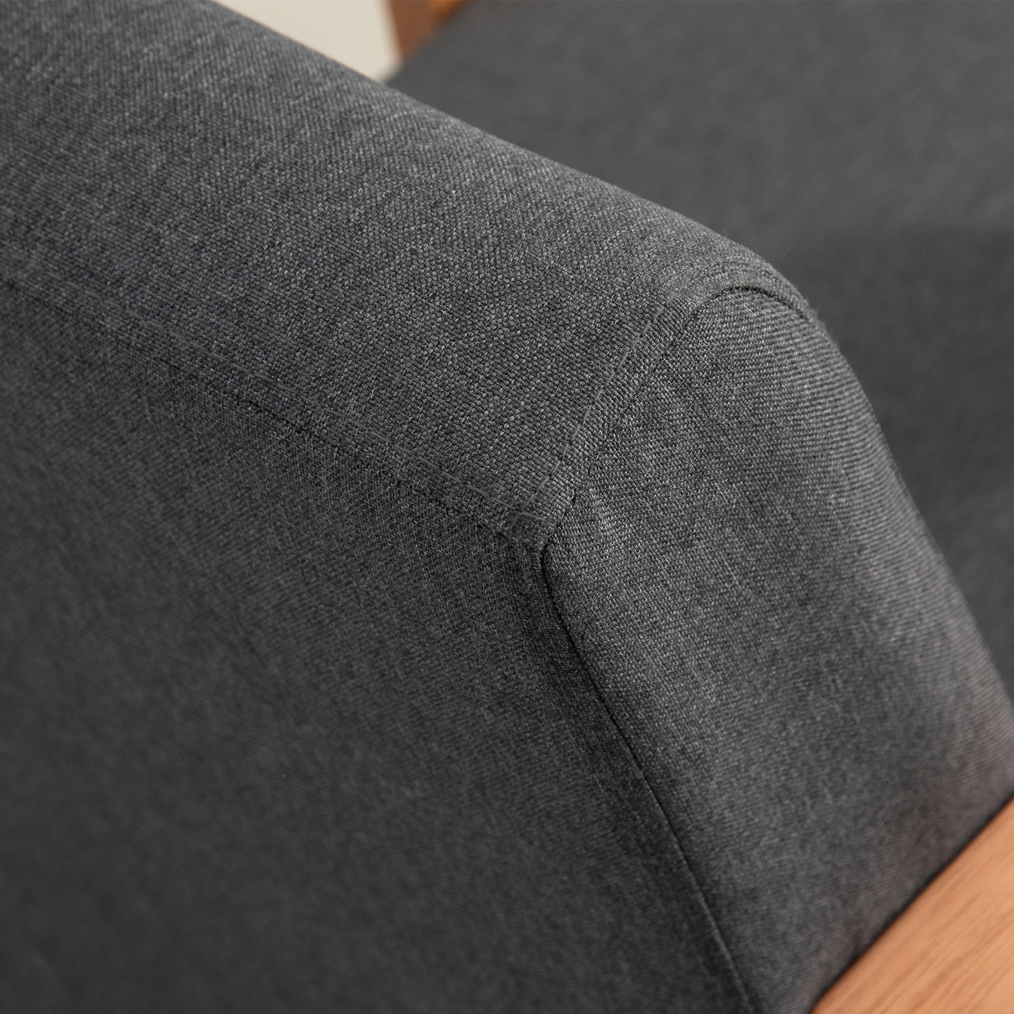 Vintage Style Upholstered Living Room Armchair with Wooden Armrests, 68.5x78.5x75 cm, Dark Grey