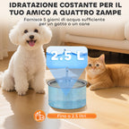 2.5L Cat Water Fountain with LED Light and 2 Flow Modes, Stainless Steel, 19.4x19.4x18.7 cm, Silve