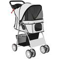 PawHut Folding Dog Stroller with Reflectors, Swivel Wheels, Brakes, and Washable Cushion, Grey