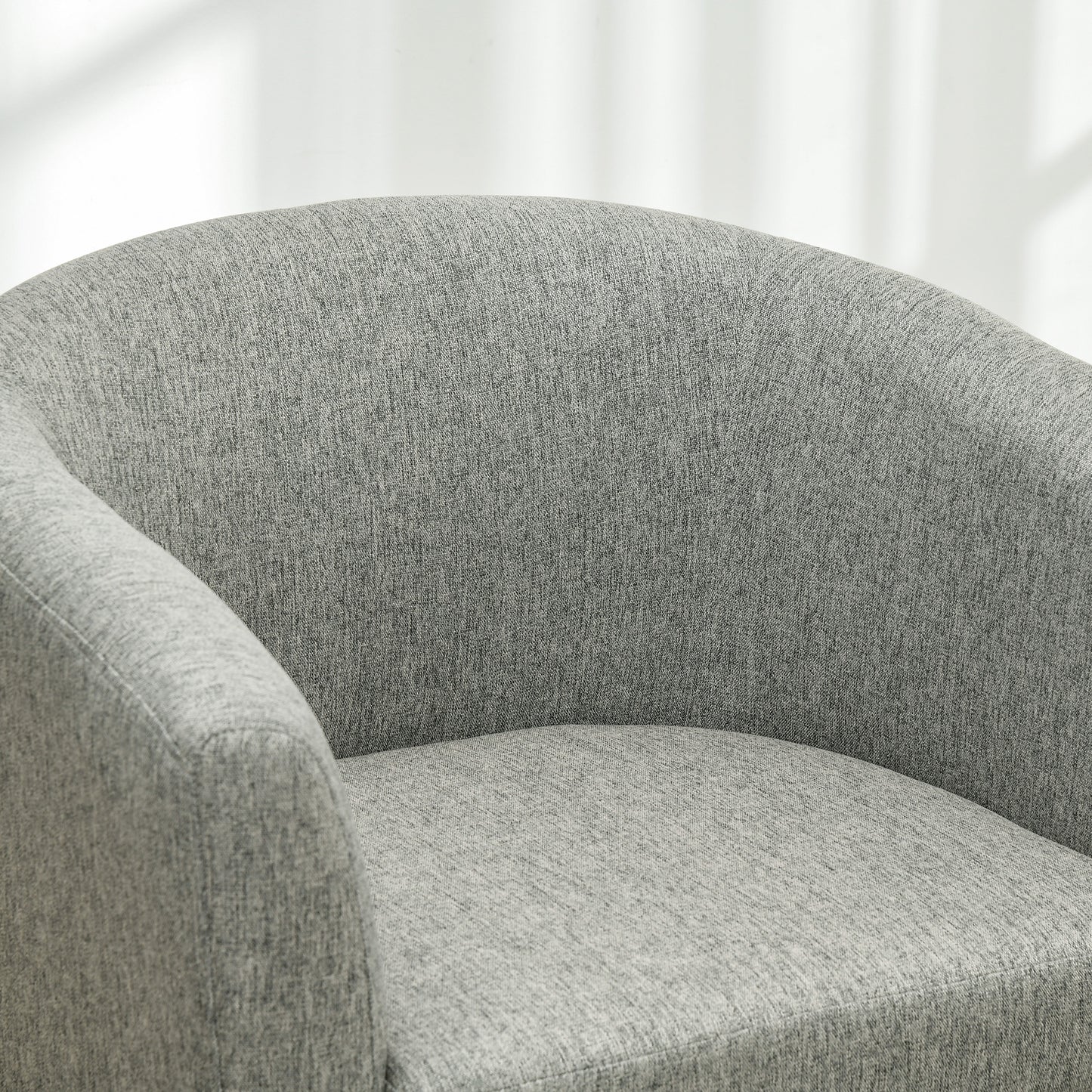 Modern Tub Chair in Linen Effect Fabric with Wooden Legs, 74x63x73cm, Grey