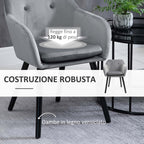 Homcom set of 2 chairs per dining room with padded and velvet armrests, 54x56x74cm, gray - Borgè