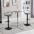Set of 2 Bar Stools with Backrest and Footrest, Adjustable Height and Padded Seat, Grey