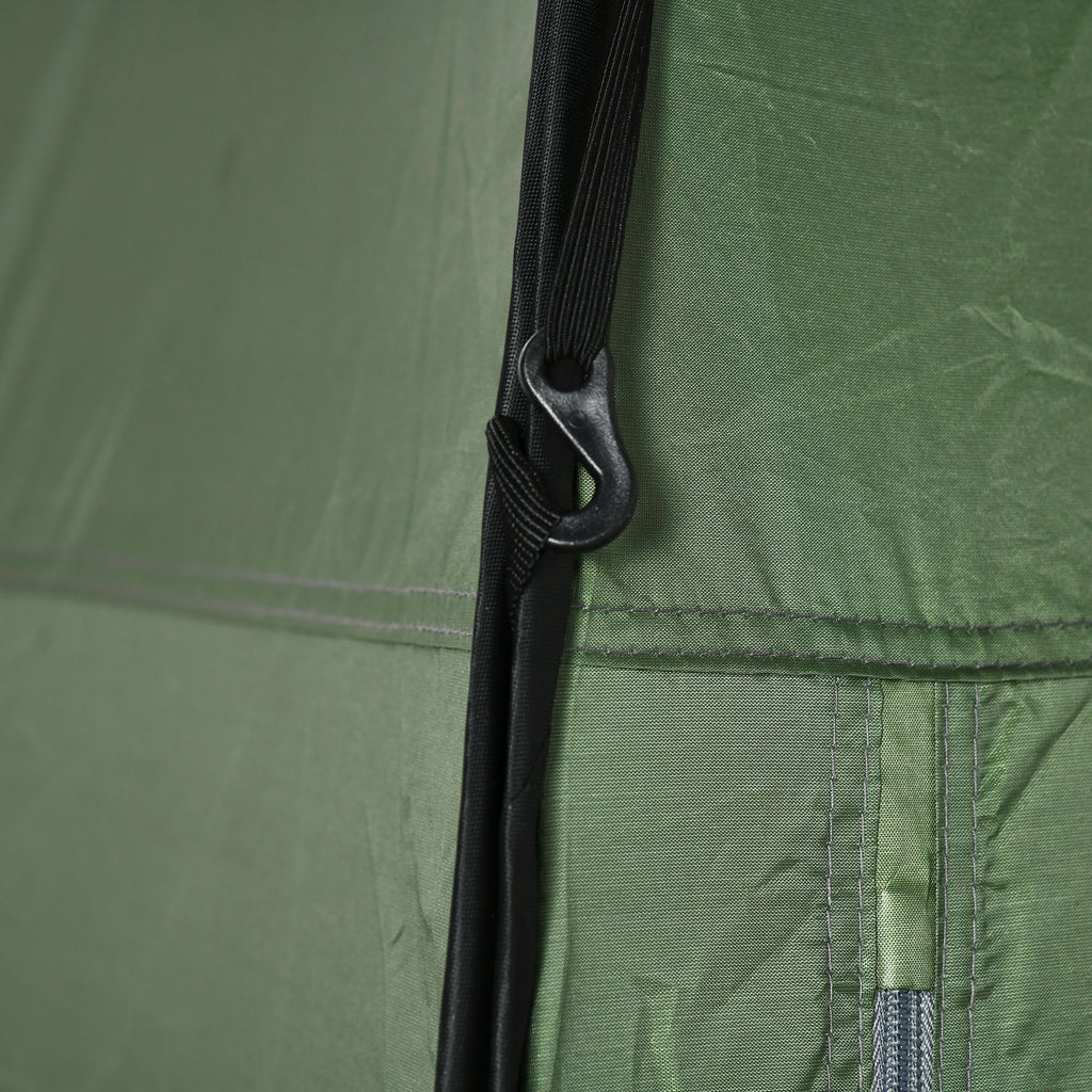 Camping and Beach Shower Tent with Zipper Door and Transport Bag, 126x124x189 cm, Dark Green