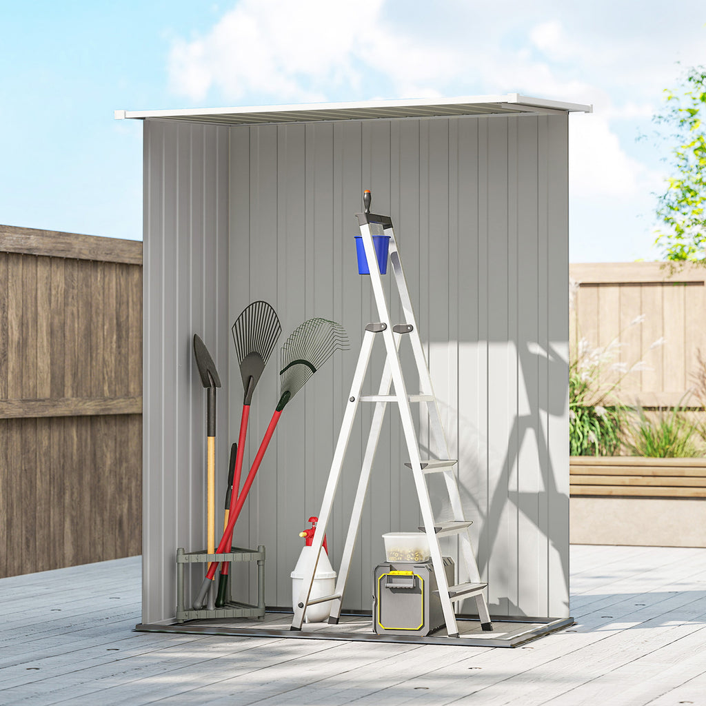 Outsunny Metal Tool Shed with Sloped Roof and Lockable Door, 142x86x189 cm, Green