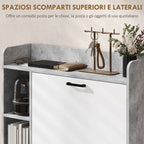 HOMCOM Slim Shoe Rack with 2 Tilting Drawers and 3 Open Compartments, Capacity 15 Shoes, 83x24x90.5 cm, Grey
