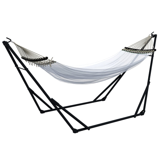 Hammock Stand 120kg max with Hammock and Bag Included, in Metal, 263x89x100 cm, Black and White - Borgè