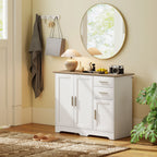 Modern Wooden Sideboard with 2 Drawers and 2 Cabinets, 100x40x78 cm, White and Wood Color