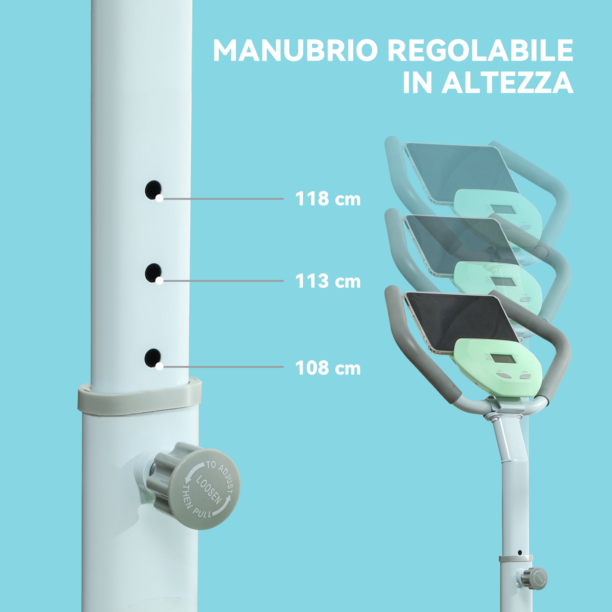 SPORTNOW Stepper with Handlebar and Adjustable Step and LCD Monitor, in Steel and ABS, 48x38x108-118 cm, Green