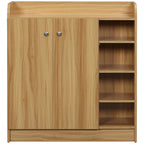 Space-Saving and Modern Wooden Shoe Cabinet for 12 Pairs with 4 Open Shelves, 83x30x90 cm, Light Brown