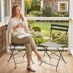 Outsunny Set of 2 Folding Garden Chairs with Slatted Seat
