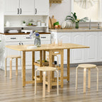 Set of 4 Round Modern Stackable Kitchen and Bar Stools in Wood, Ø40x54cm, Wood Color