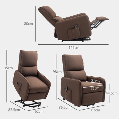 Electric Lift Recliner Chair with Remote Control and Fabric Pocket, Dark Brown