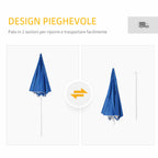 Beach Umbrella with Integrated Awning, in Metal and Polyester, Ø220x220 cm, Blue