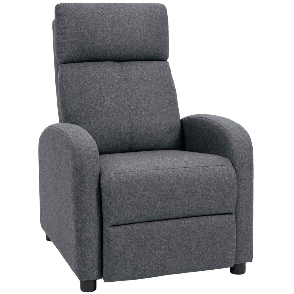 HOMCOM Padded Relaxing Chair with 135° Reclining Angle and Fabric Footrest, 69x87x100.5 cm, Grey