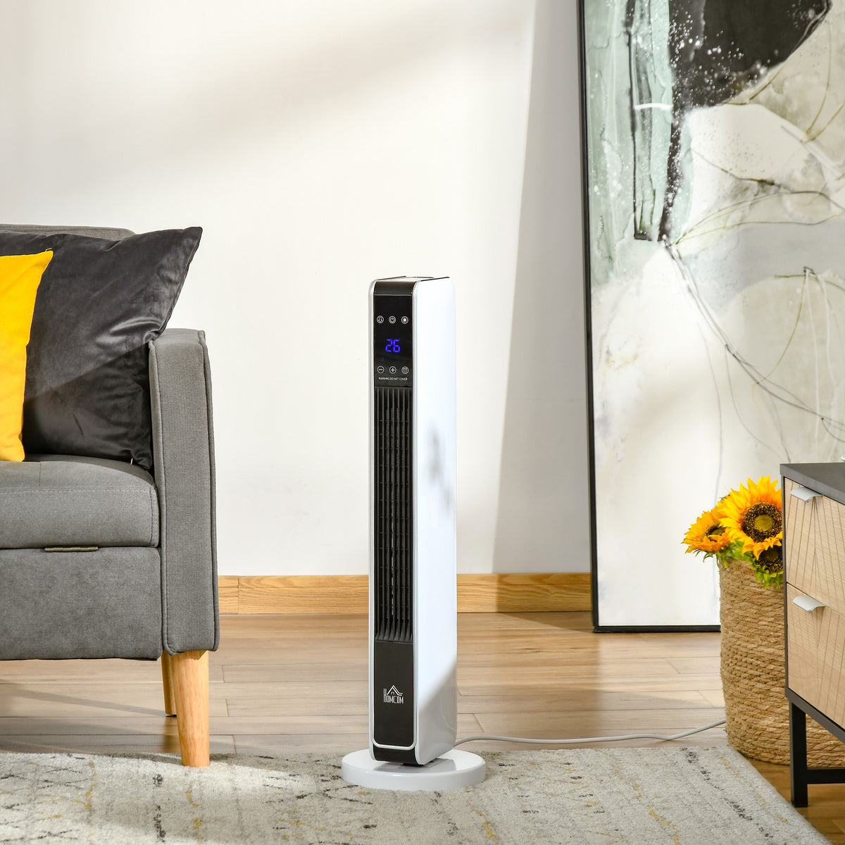 HOMCOM 2200W Electric Ceramic Heater with 3 Modes, 8-Hour Timer, Remote Control, LED Panel, White