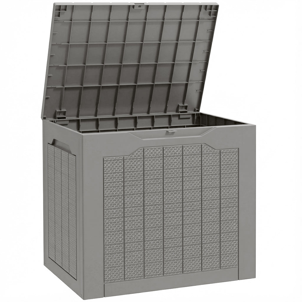 Outsunny Waterproof Garden Storage Box with Handles, PP, 56x41x50 cm, Khaki