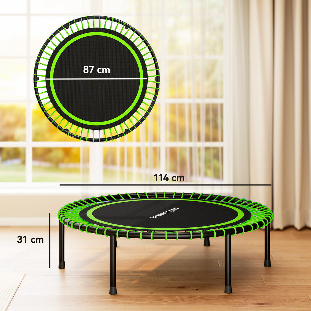 SPORTNOW Fitness Trampoline with 36 Steel and PP Ropes, Ø114x31 cm, Green