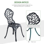 3-Piece Garden Set with 2 Outdoor Chairs and Round Aluminum Table, Black