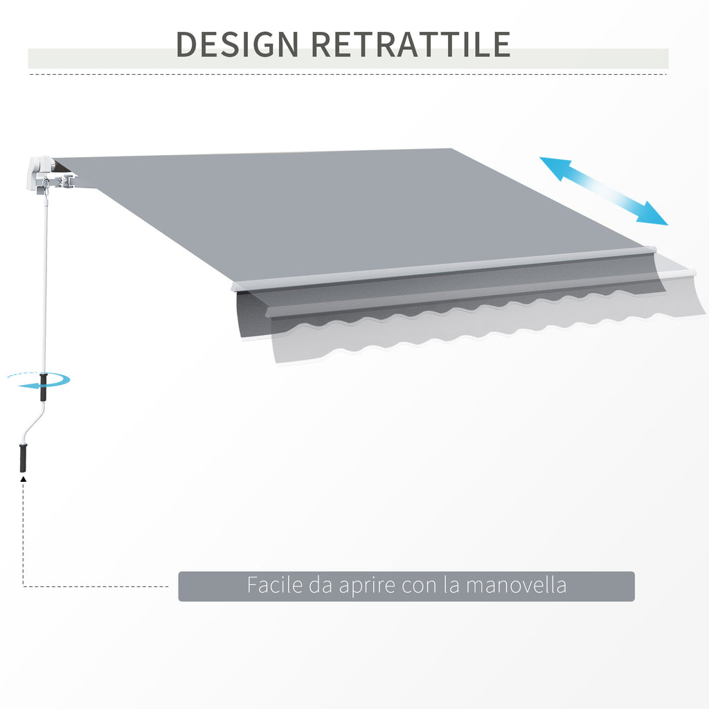 Outsunny sun tent for outdoor outbuilding with metal and aluminum crank, 395x245 cm, gray - Borgè