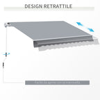 Outsunny sun tent for outdoor outbuilding with metal and aluminum crank, 395x245 cm, gray - Borgè