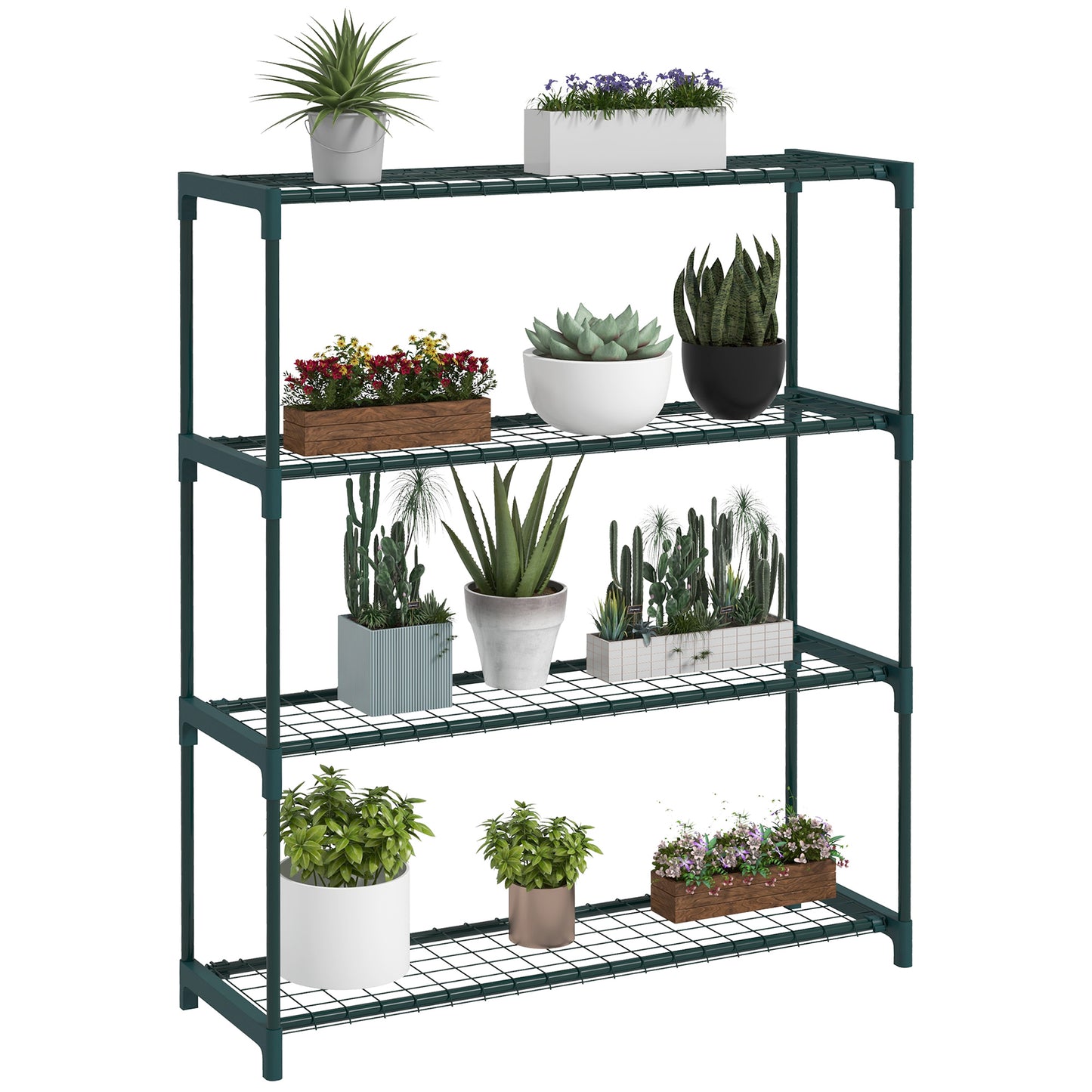 4-Tier Indoor/Outdoor Steel Plant Stand, 89x28x107cm, Green