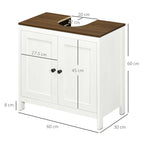 Bathroom Vanity Cabinet in Wood with Adjustable Internal Shelf, 60x30x60 cm, White and Walnut Color