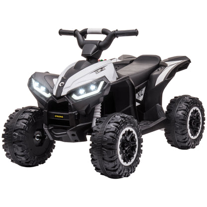 Quad for Children 3-5 Years Electric 12V, 2 Speed, Wide Wheels with Suspension and LED Headlights, White