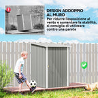 Outsunny Galvanized Steel Garden Shed with Door, 100x104x160 cm, Light Grey