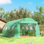 Outsunny PE Greenhouse Cover with 8 Windows, Roll-Up Door and Buried Edges, 4x3x2 m, Green