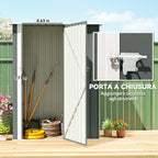 Outsunny Metal Tool Shed with Sloped Roof and Lockable Door, 142x86x189 cm, Light Grey