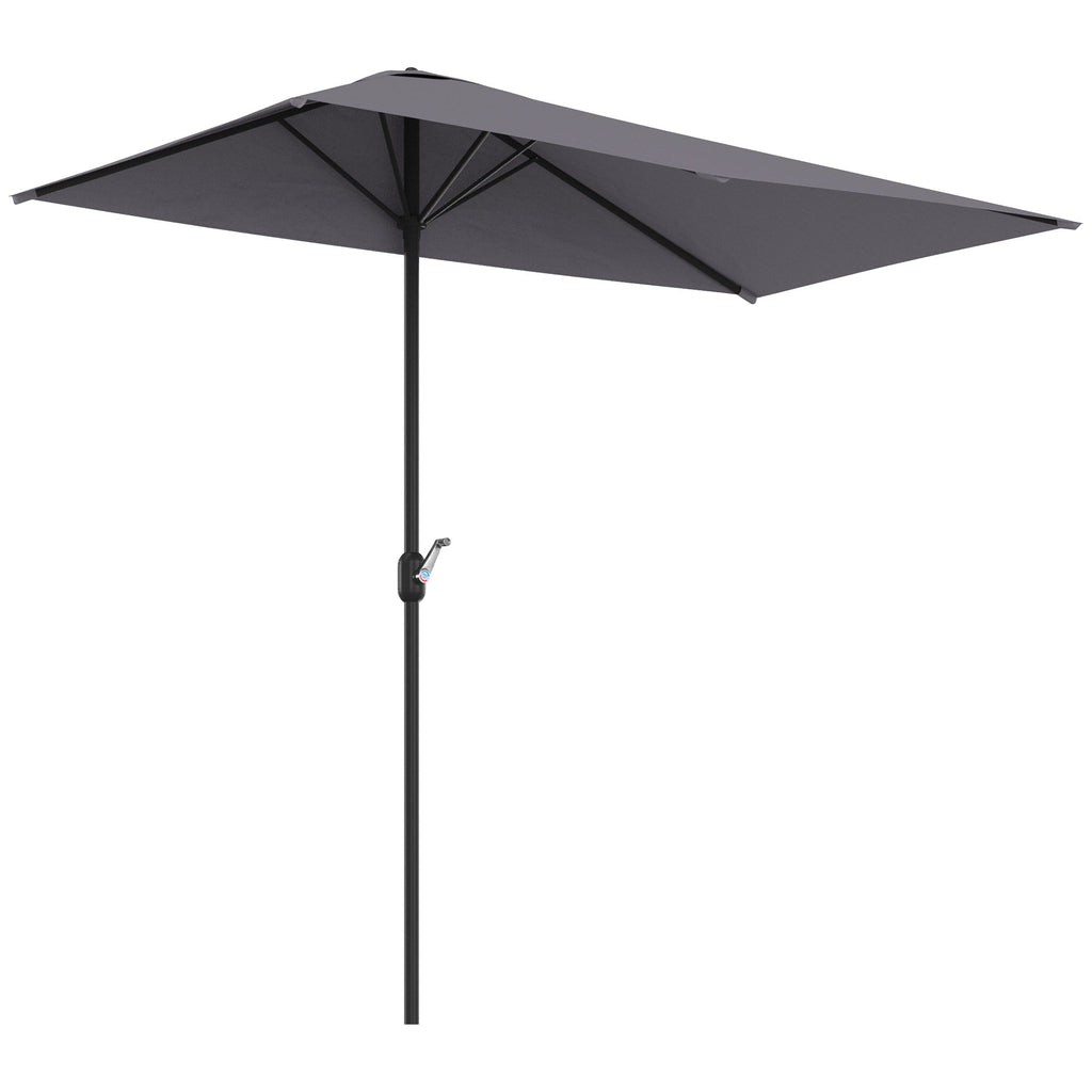 Space-saving Mezzaluna Wall Parasol with Crank Opening, Grey - Borgè